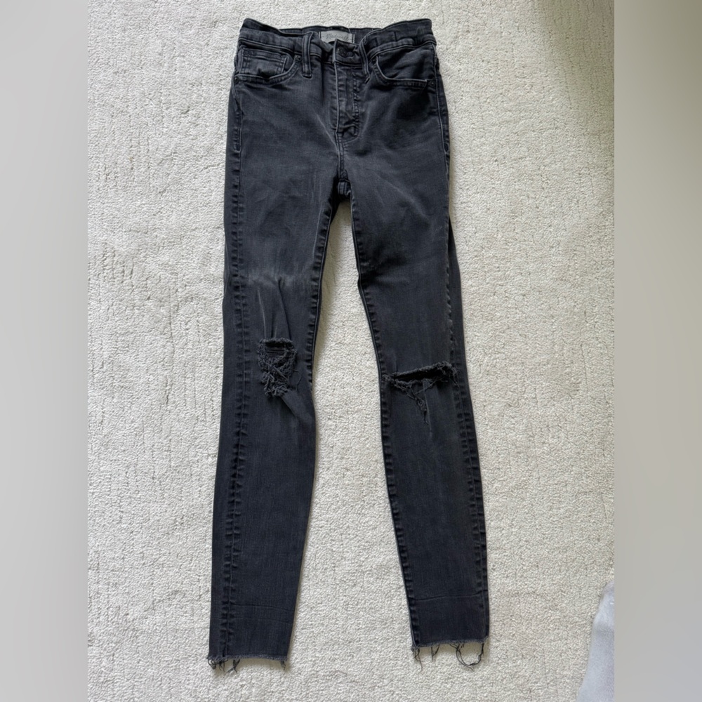 Madewell Black Distressed Skinny Jeans